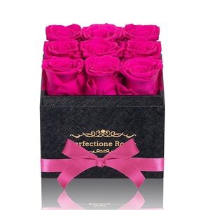 Perfectione Roses Preserved Roses In A Box Radiant Pink Real Qty: 9 No pink ribb